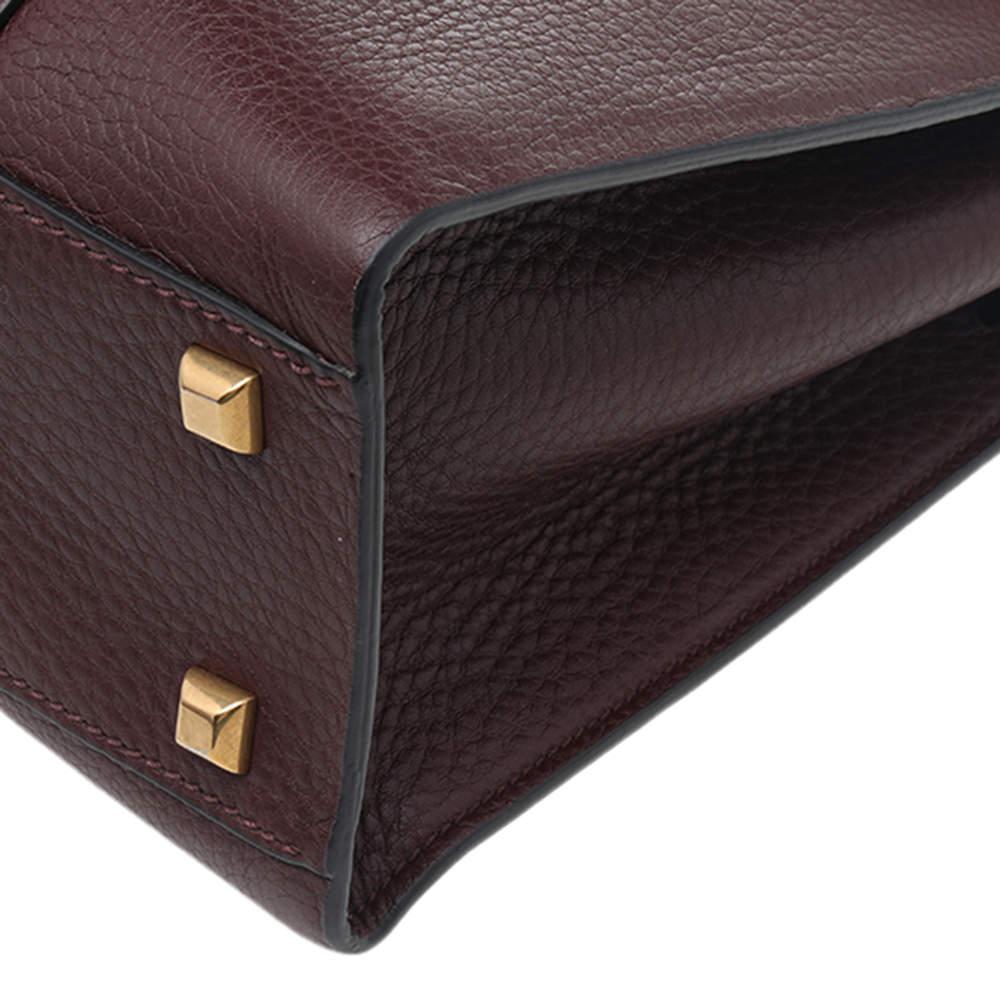 Valentino Burgundy Leather Medium My Rockstud Rolling Top Handle Bag 3