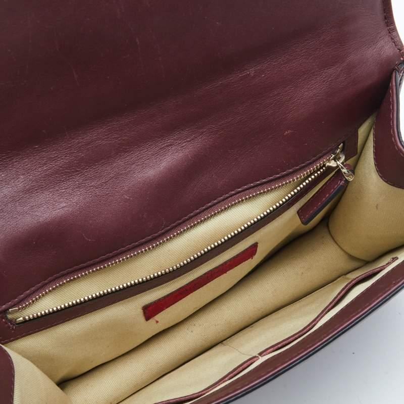Valentino Burgundy Leather Medium Rockstud Glam Lock Flap Bag For Sale 9