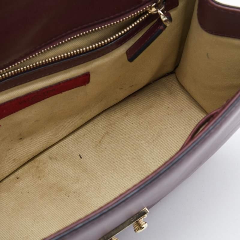Valentino Burgundy Leather Medium Rockstud Glam Lock Flap Bag For Sale 11