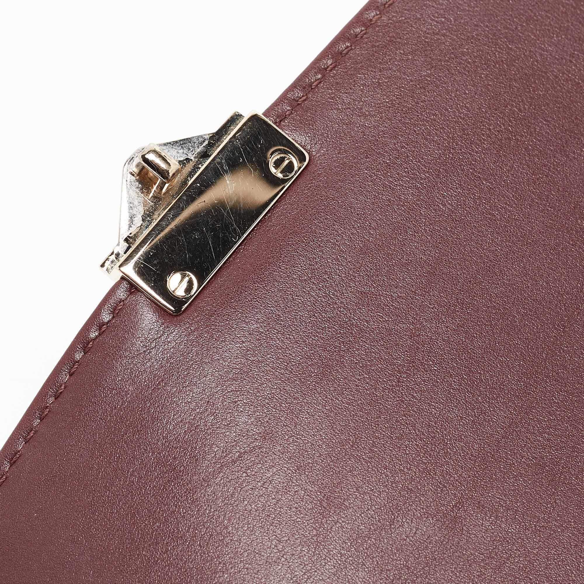 Valentino Burgundy Leather Medium Rockstud Glam Lock Flap Bag 13