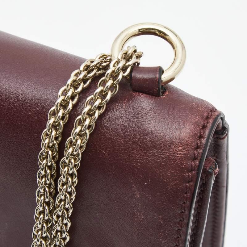 Valentino Burgundy Leather Medium Rockstud Glam Lock Flap Bag For Sale 1