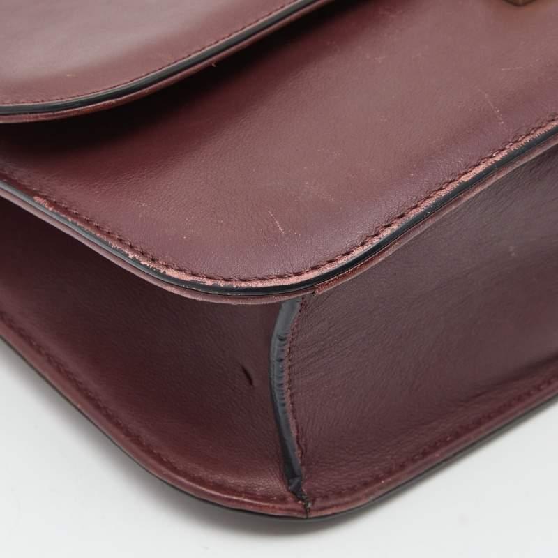 Valentino Burgundy Leather Medium Rockstud Glam Lock Flap Bag For Sale 3