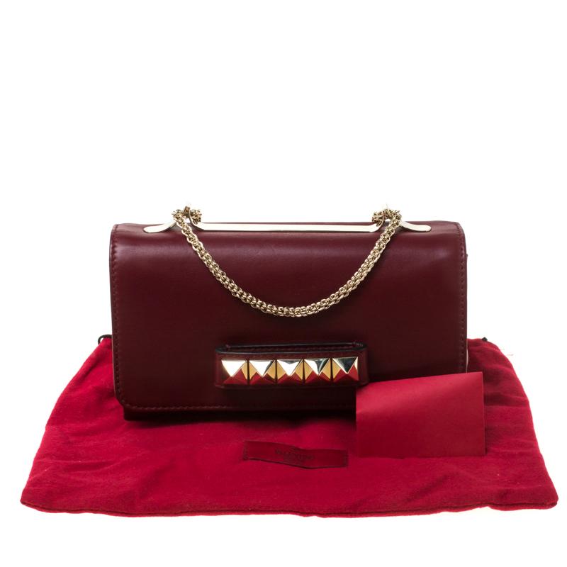 Valentino Burgundy Leather Medium Va Va Voom Chain Shoulder Bag 5