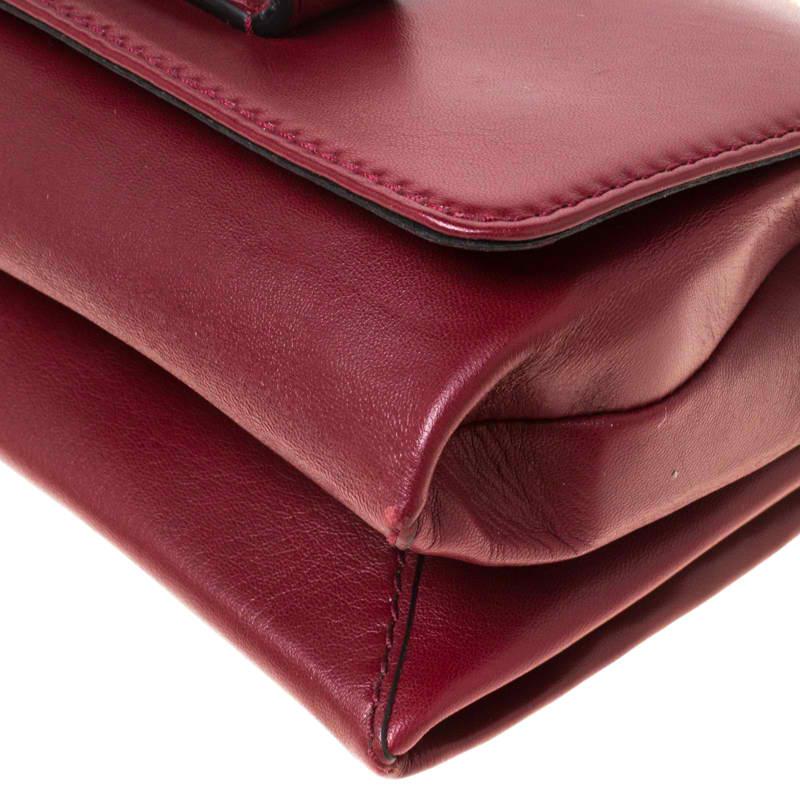 Valentino Burgundy Leather Medium Va Va Voom Chain Shoulder Bag 4