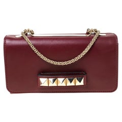 Valentino Burgundy Leather Medium Va Va Voom Chain Shoulder Bag