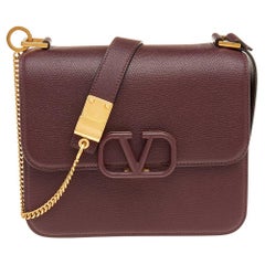 Valentino Burgundy Leather Medium VSling Shoulder Bag