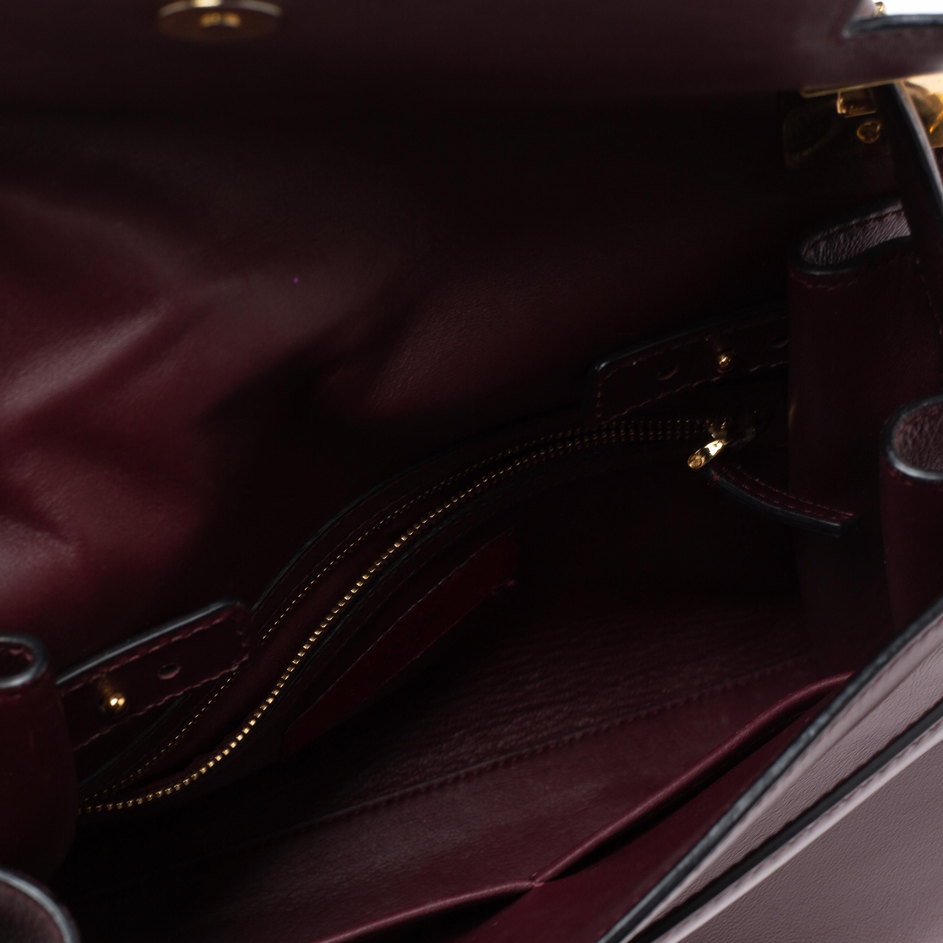 Black Valentino Burgundy Leather My Rockstud Top Handle Bag
