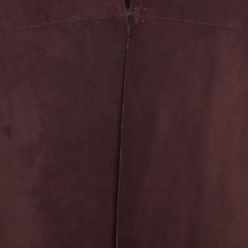 Valentino - Veste en cuir bourgogne style poncho à ourlet à franges S Pour femmes en vente