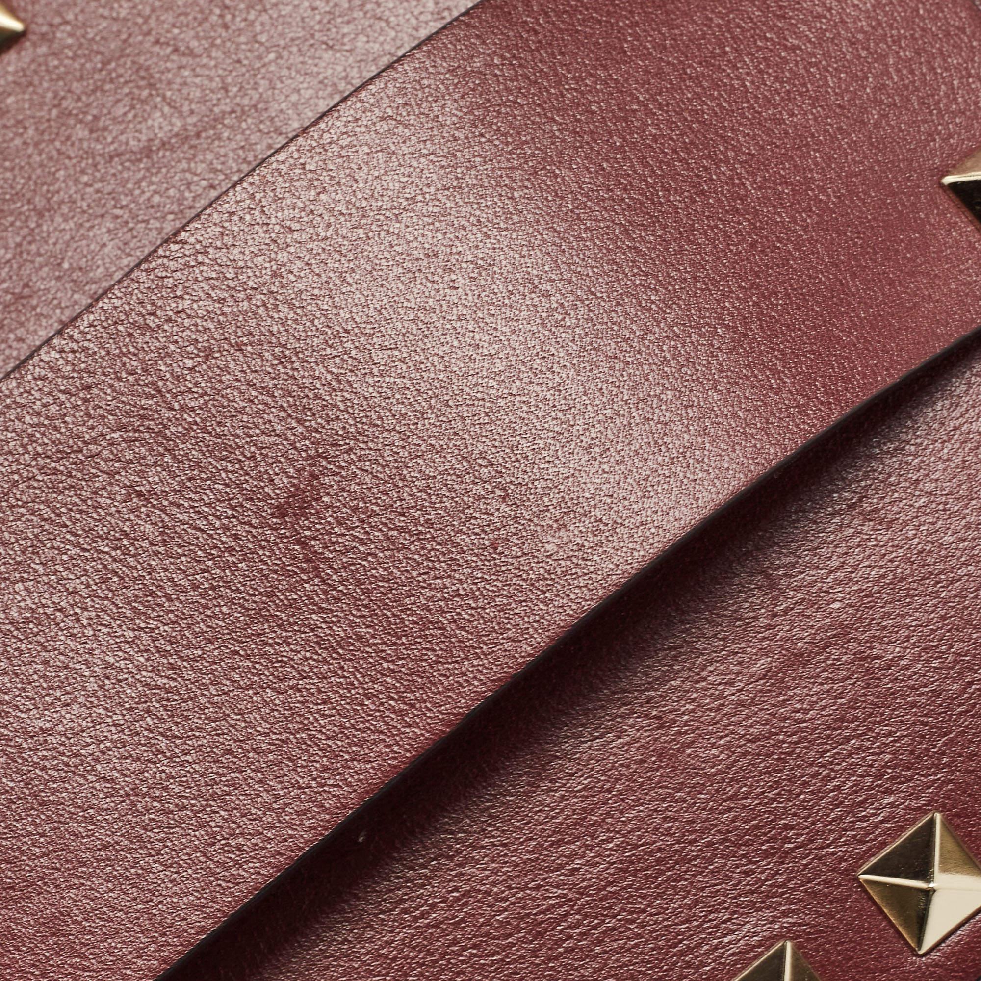 Valentino Burgundy Leather Rockstud Camera Crossbody Bag For Sale 5