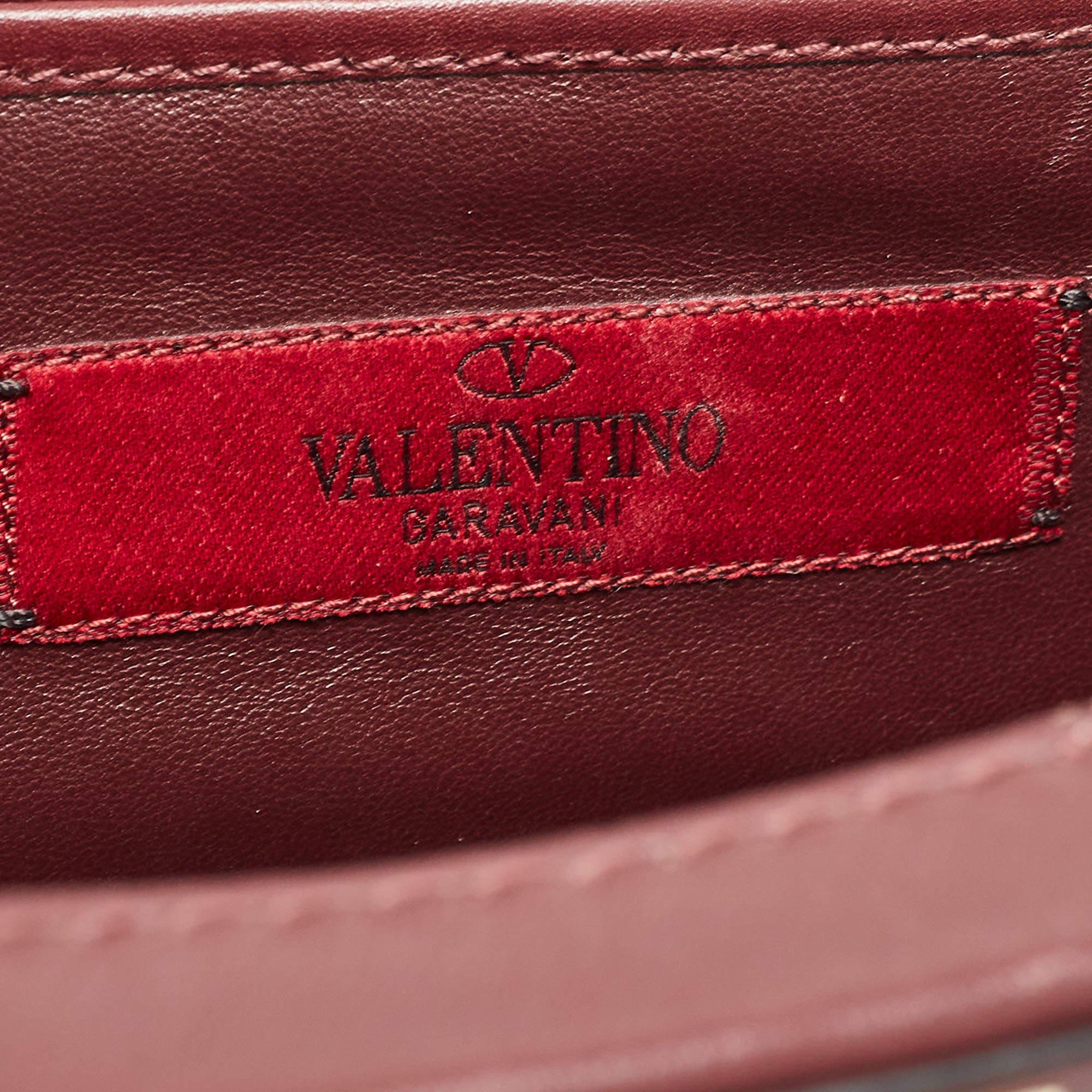 Valentino Burgundy Leather Rockstud Camera Crossbody Bag For Sale 8