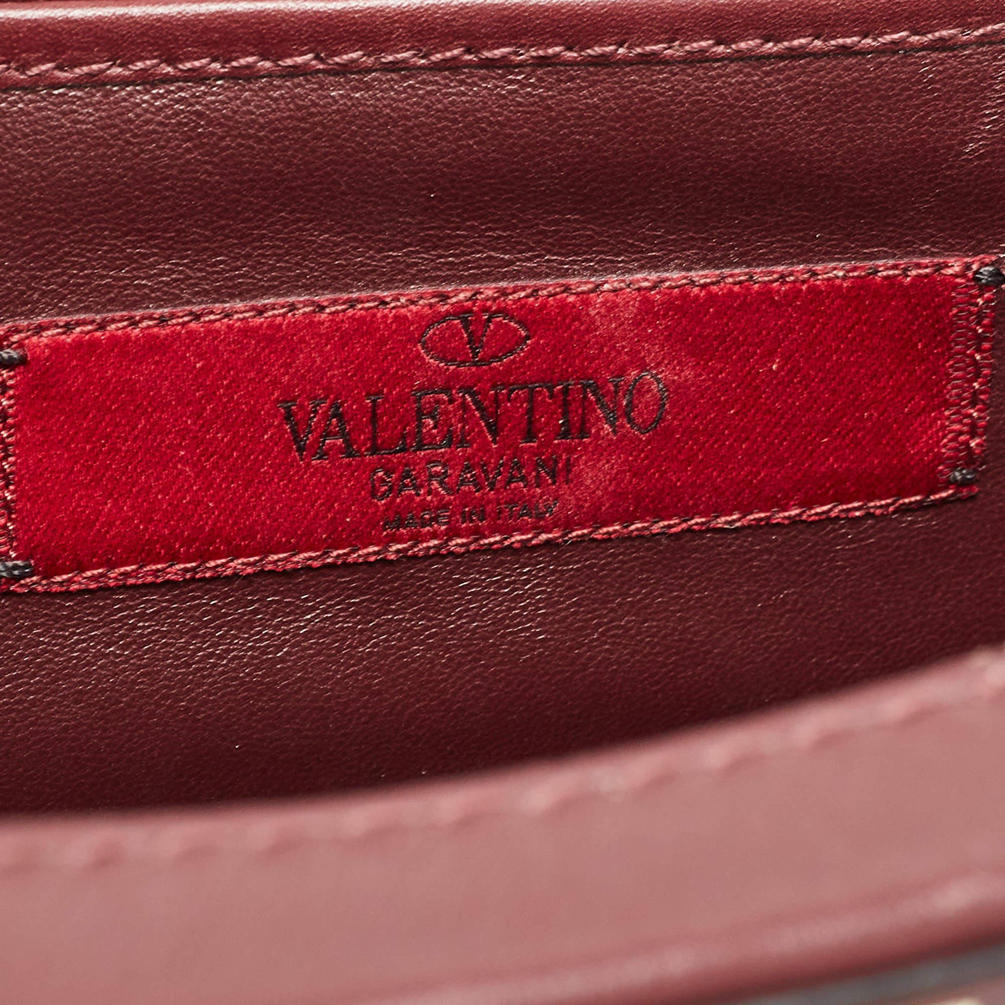Valentino Burgundy Leather Rockstud Camera Crossbody Bag For Sale 3