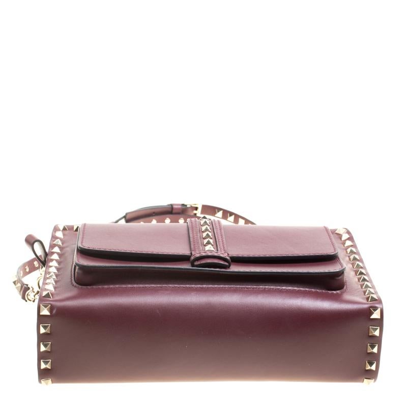 Valentino Burgundy Leather Rockstud Crossbody Bag 1