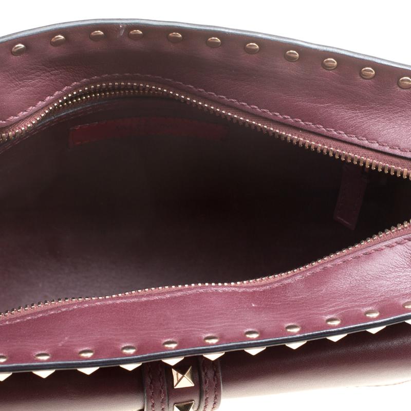 Valentino Burgundy Leather Rockstud Crossbody Bag 2