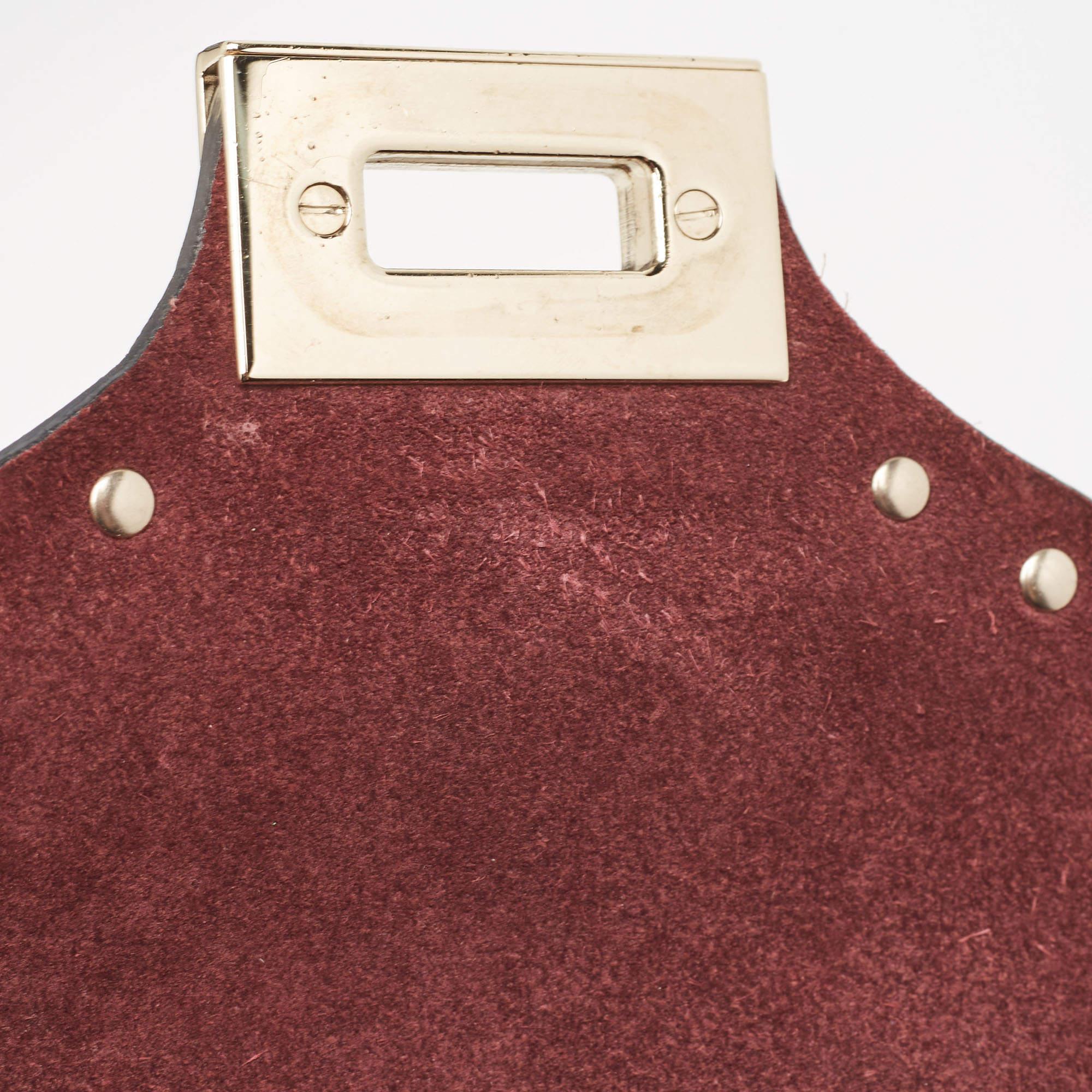 Valentino Burgundy Leather Rockstud Flap Crossbody Bag 2