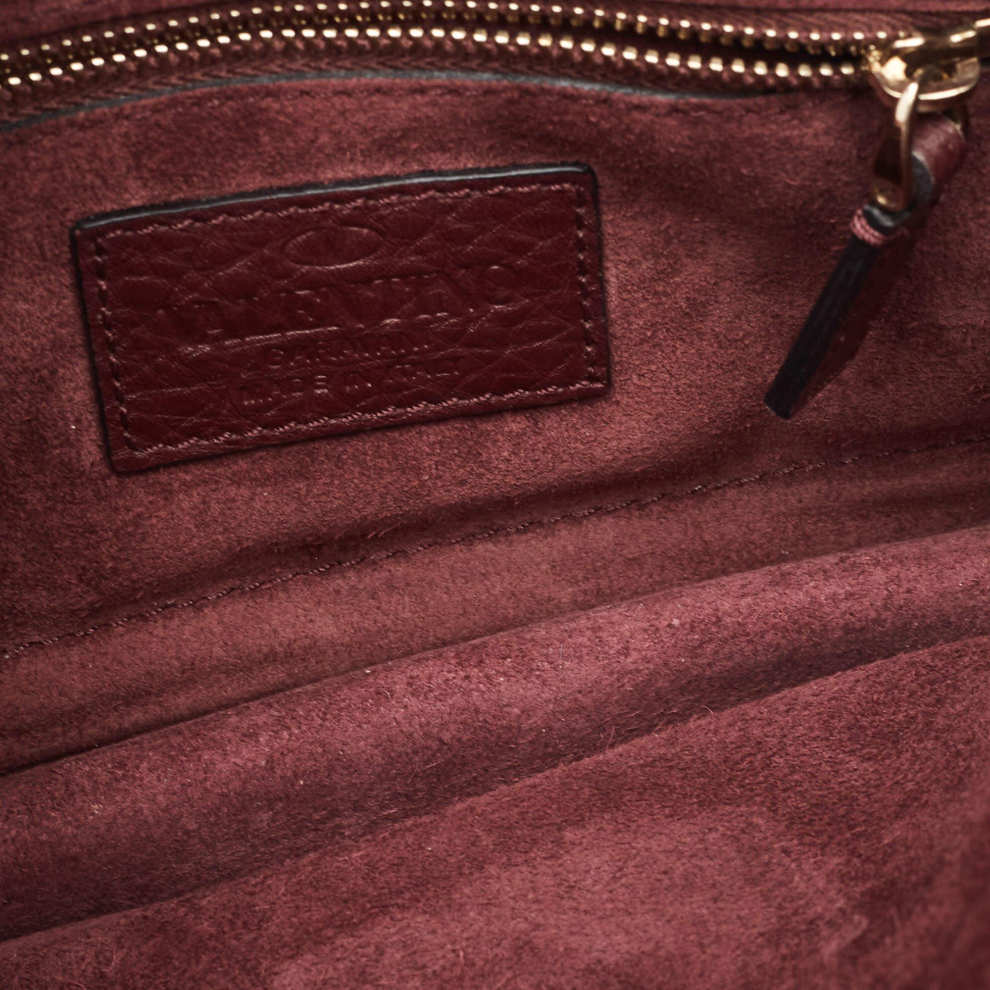 Valentino Burgundy Leather Rockstud Flap Crossbody Bag For Sale 4