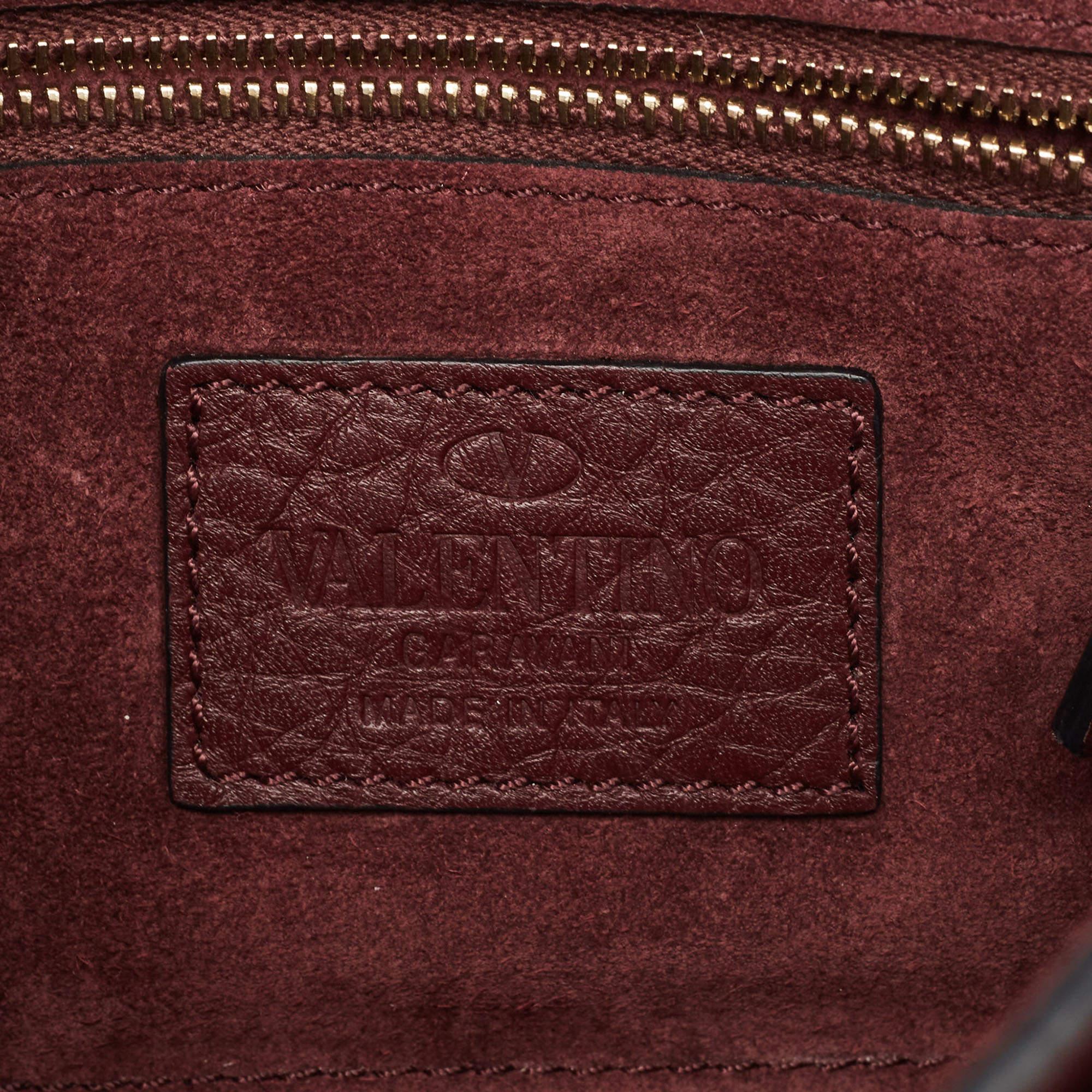 Valentino Burgundy Leather Rockstud Flap Crossbody Bag For Sale 5