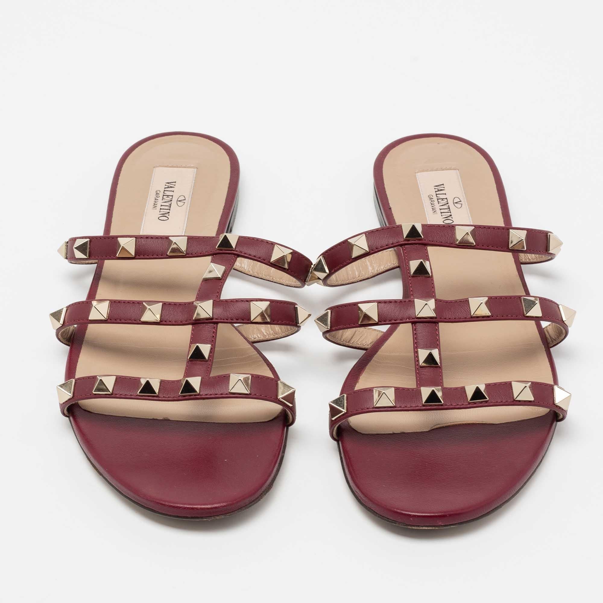 burgundy sandals flats