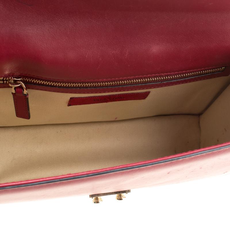 Women's Valentino Burgundy Leather Rockstud Medium Glam Lock Flap Bag