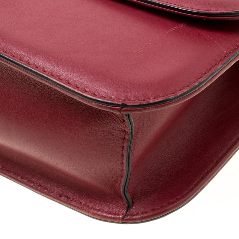 Valentino Burgundy Leather Rockstud Medium Glam Lock Flap Bag 1