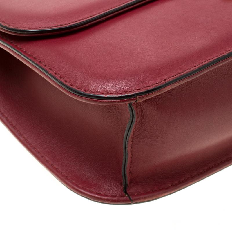 Valentino Burgundy Leather Rockstud Medium Glam Lock Flap Bag 2