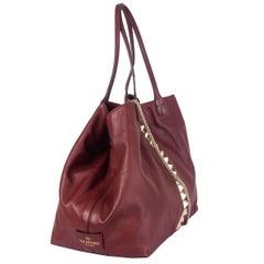 VALENTINO burgundy leather Rockstud VA VA VOOM LARGE TOTE Bag