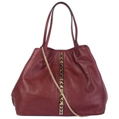 VALENTINO burgunderrote Rockstud VA VA VOOM LARGE TOTE Tasche aus Leder