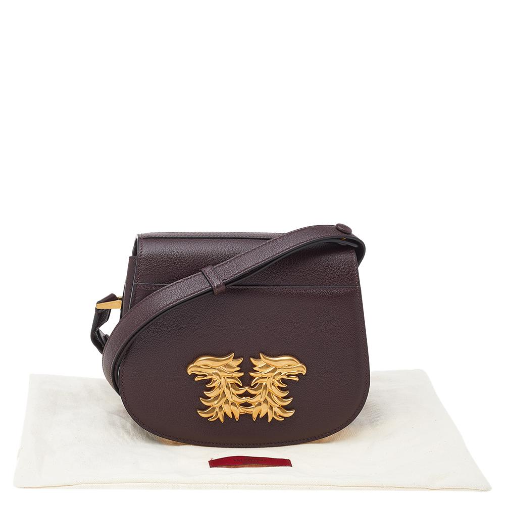 Valentino Burgundy Leather Rubin Maison Gryphons Shoulder Bag In New Condition In Dubai, Al Qouz 2