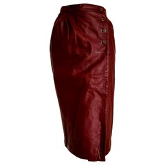 VALENTINO Burgundy Leather Skirt - Excellent condition