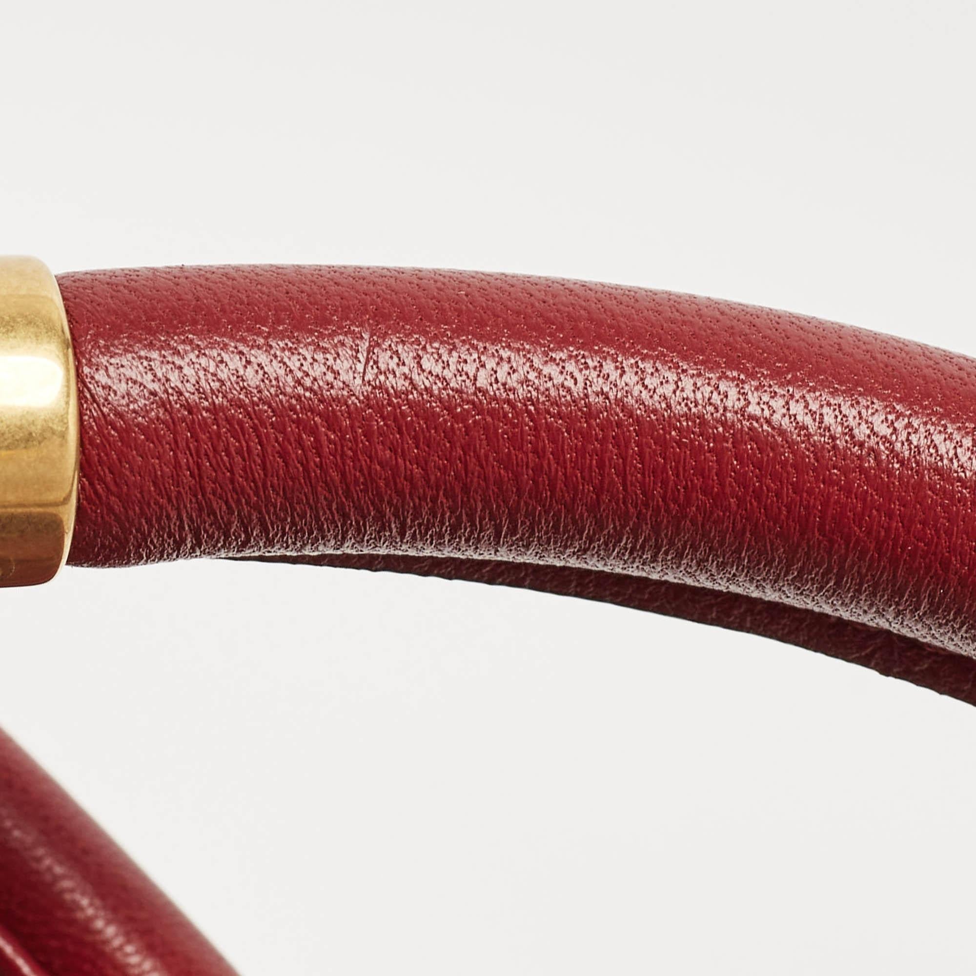 Valentino Burgundy Leather Small Roman Stud Top Handle Bag 5