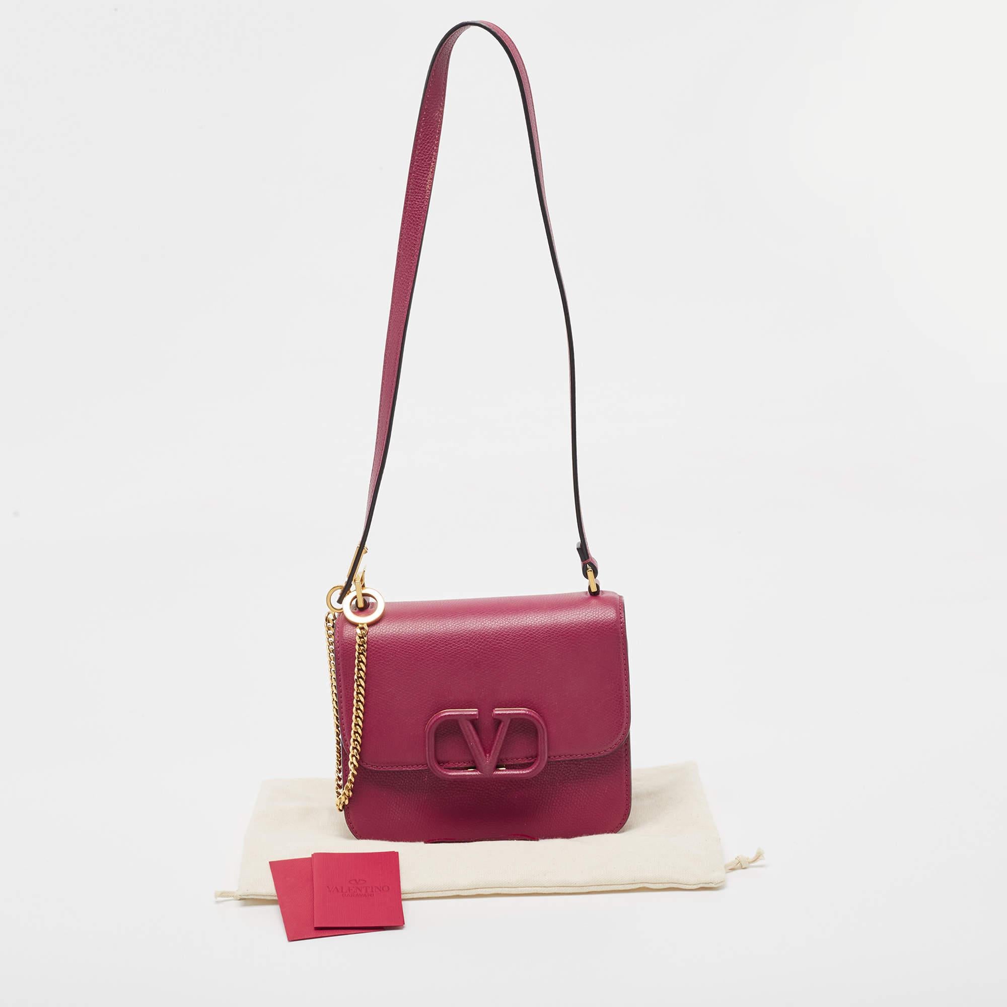 Valentino Burgundy Leather Small VSling Shoulder Bag 9