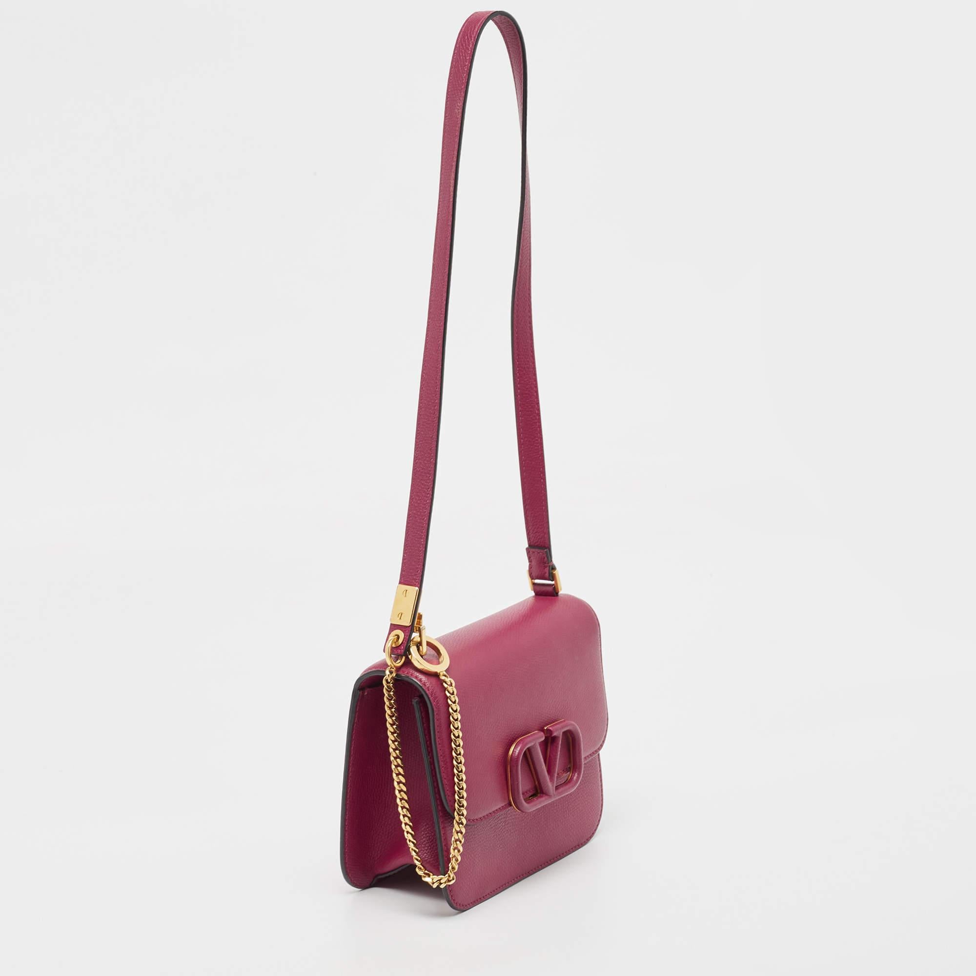 Valentino Burgundy Leather Small VSling Shoulder Bag 2