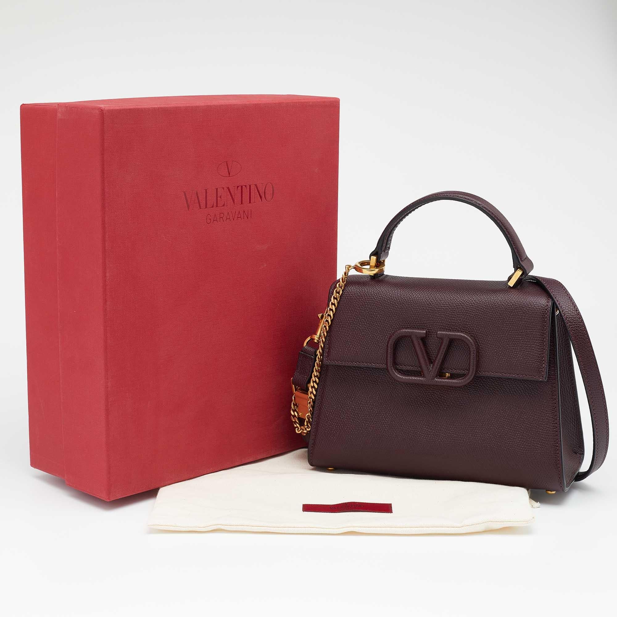 Valentino Burgundy Leather Small VSLING Top Handle Bag 6