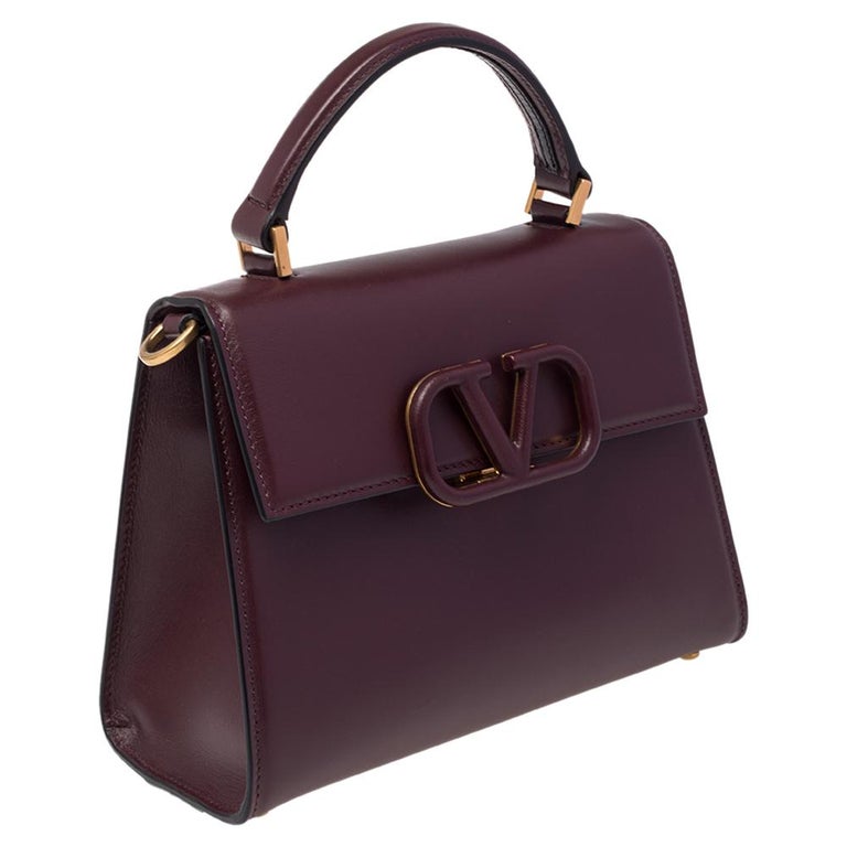Valentino Burgundy Leather Small VSLING Top Handle Bag at 1stDibs