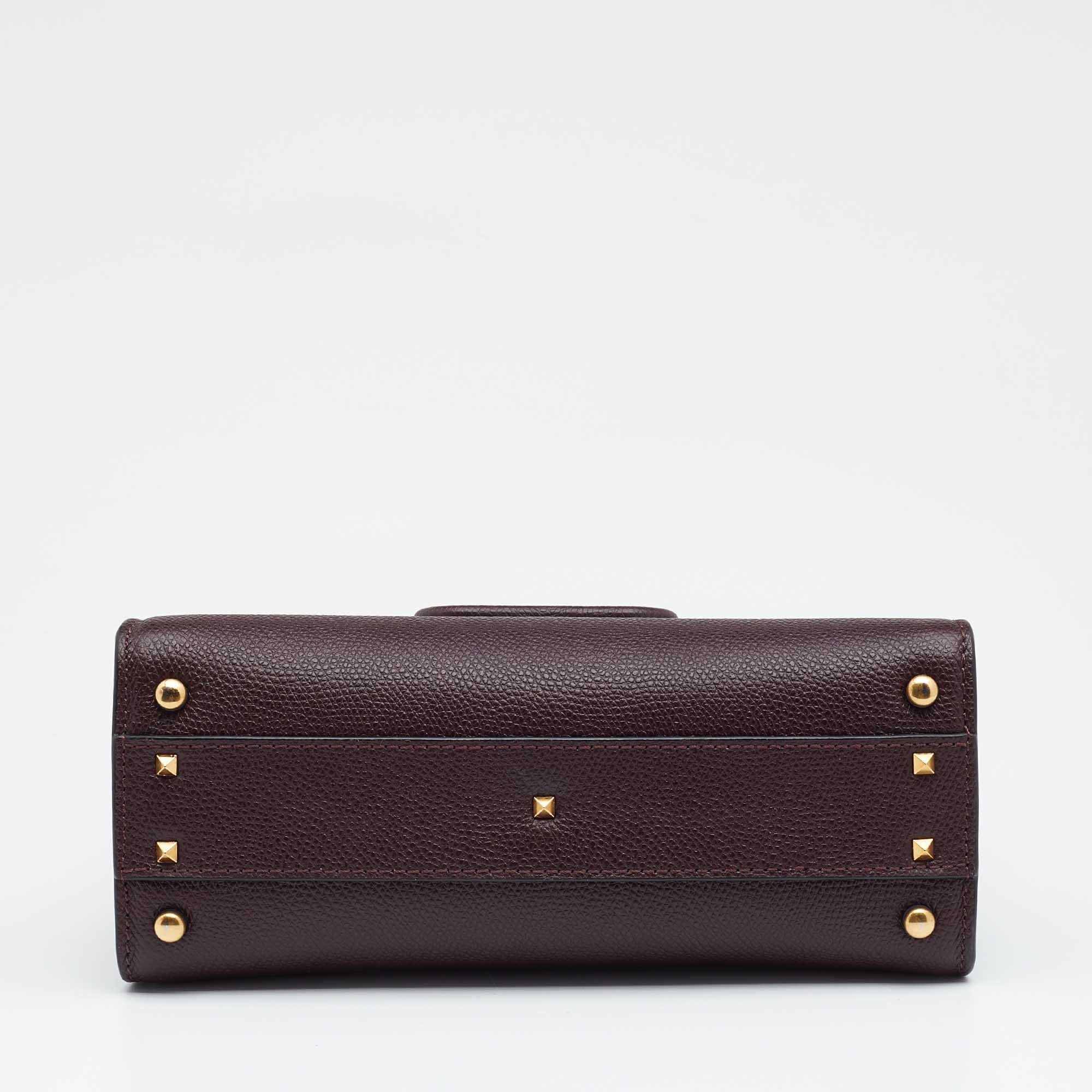Women's Valentino Burgundy Leather Small VSLING Top Handle Bag