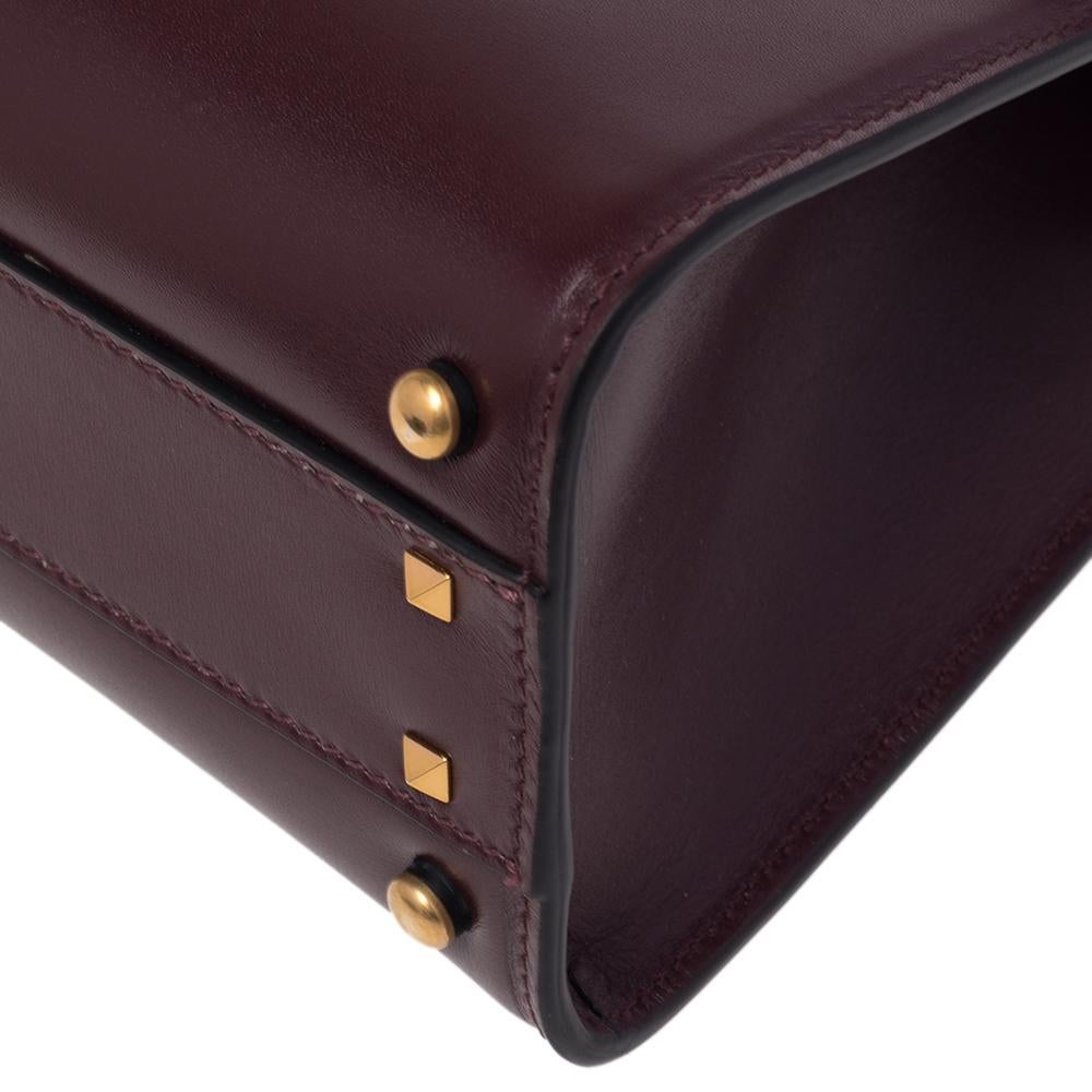 Valentino Burgundy Leather Small VSLING Top Handle Bag In Good Condition In Dubai, Al Qouz 2