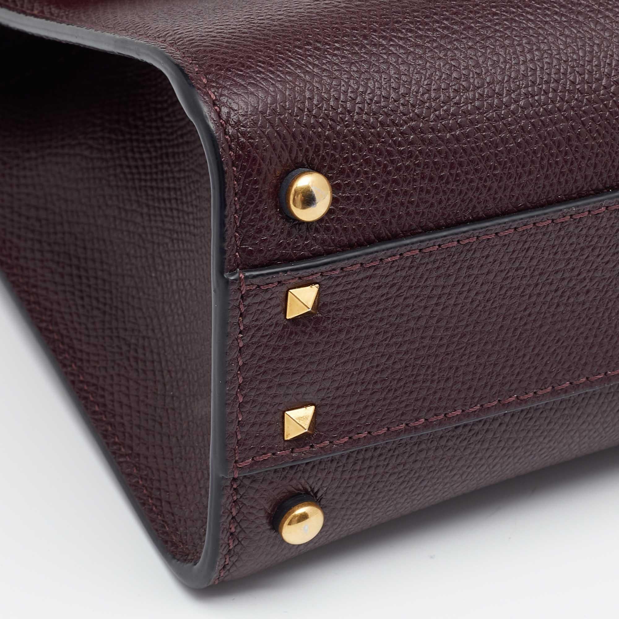 Valentino Burgundy Leather Small VSLING Top Handle Bag 3