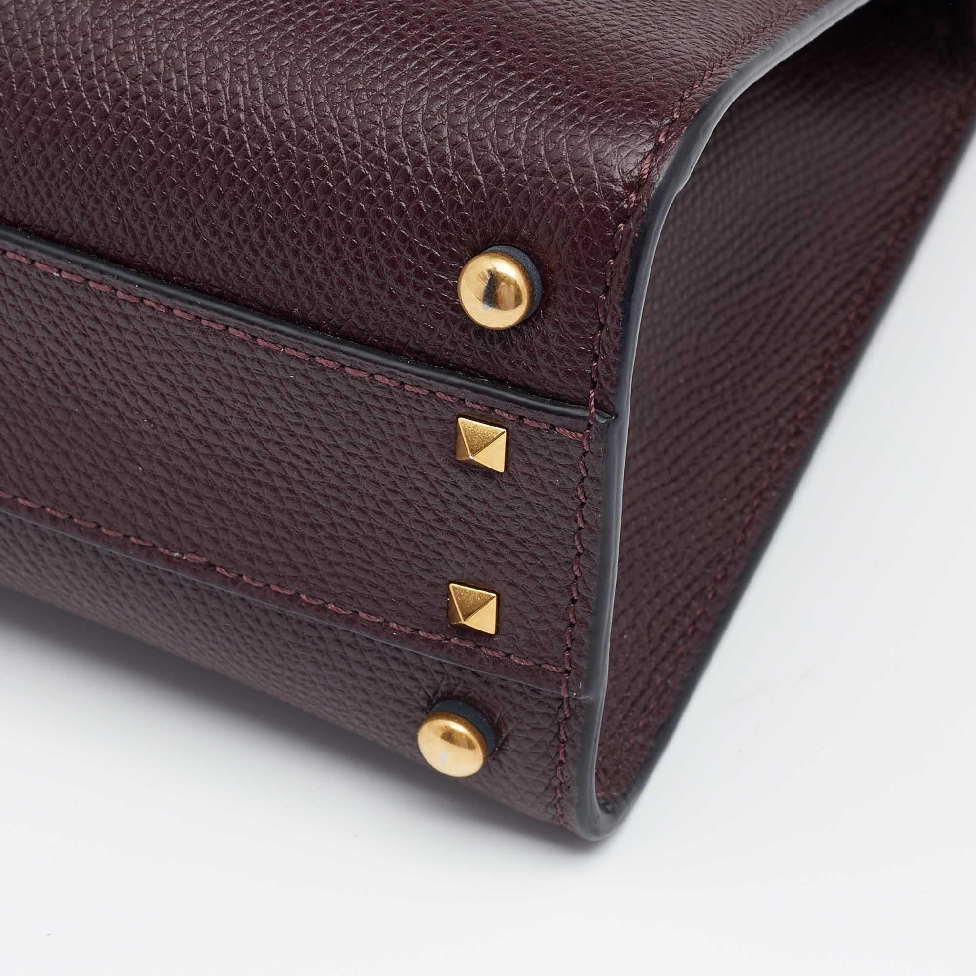 Valentino Burgundy Leather Small VSLING Top Handle Bag 4