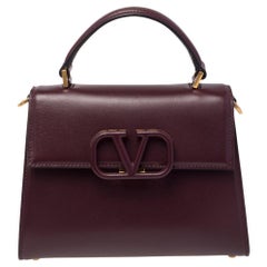 Valentino Burgundy Leather Small VSLING Top Handle Bag