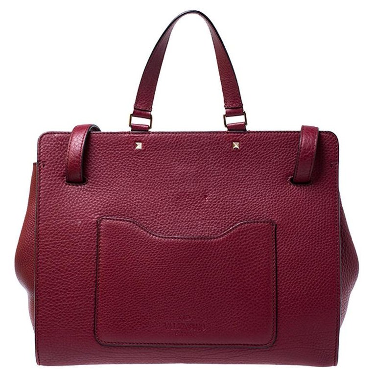 Valentino Burgundy Leather Top Handle Bag For Sale at 1stDibs