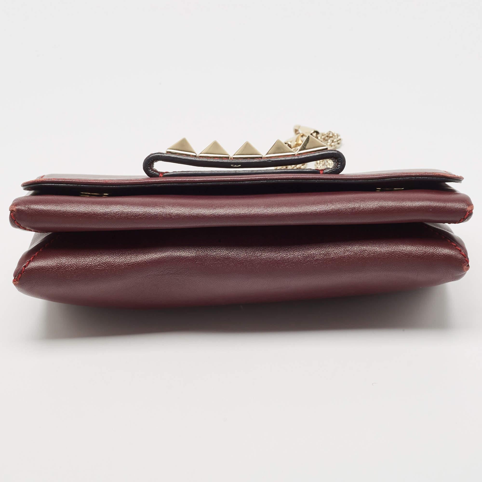 Valentino Burgundy Leather Va Va Voom Chain Shoulder Bag For Sale 6