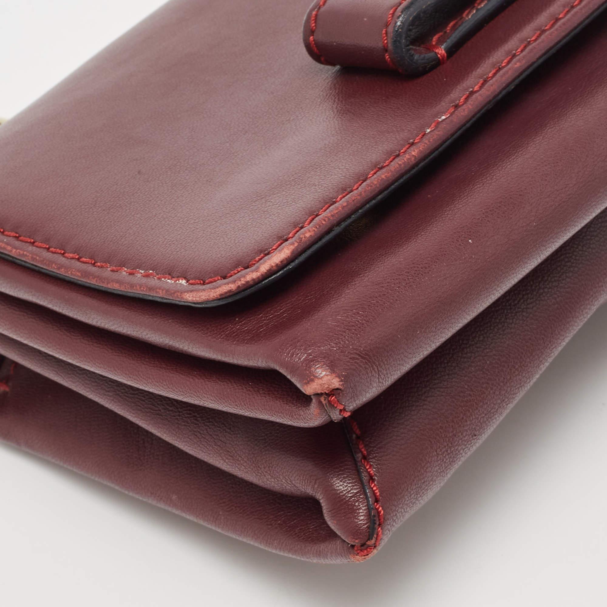Valentino Burgundy Leather Va Va Voom Chain Shoulder Bag For Sale 10
