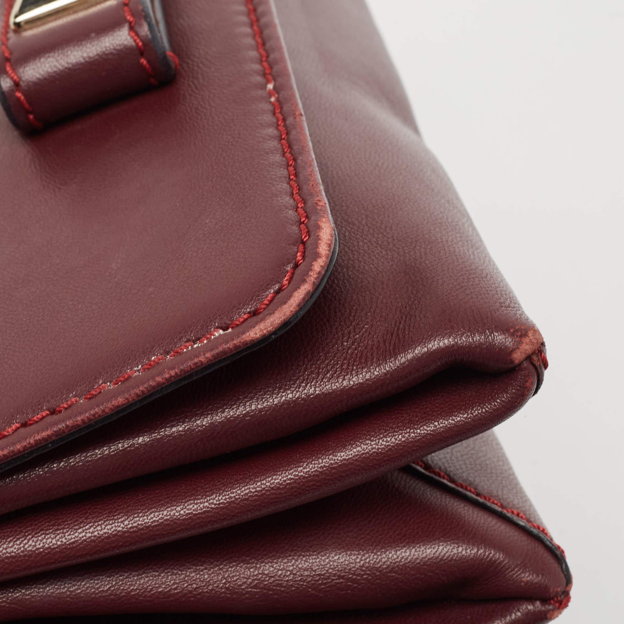 Valentino Burgundy Leather Va Va Voom Chain Shoulder Bag For Sale 11