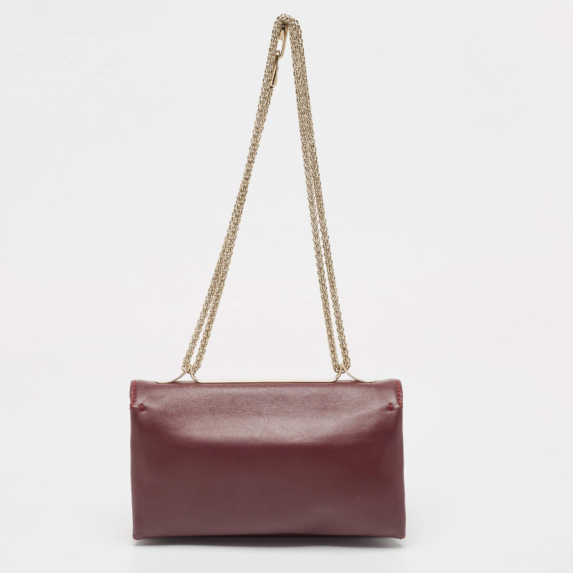 Valentino Burgundy Leather Va Va Voom Chain Shoulder Bag For Sale 5
