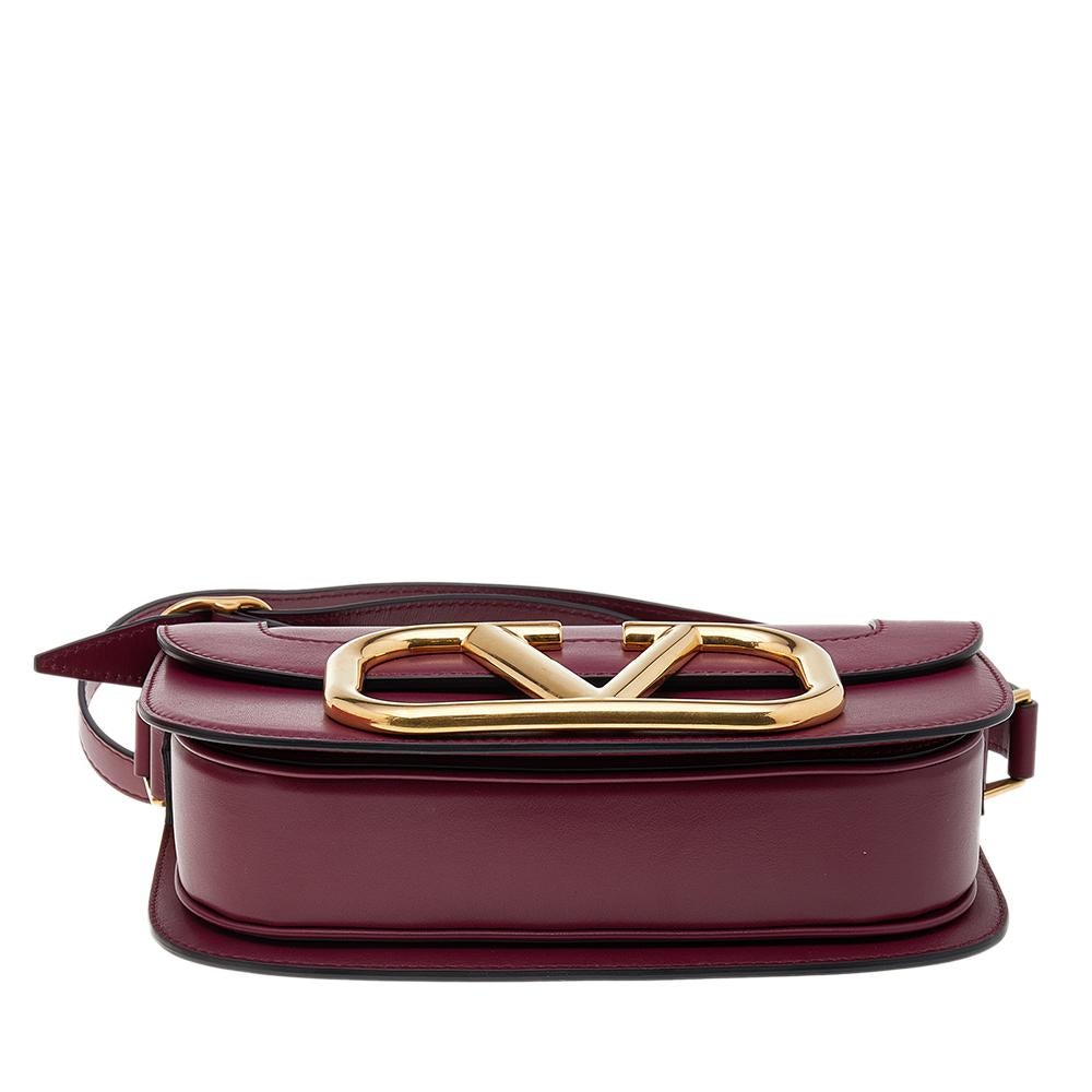 Valentino Burgundy Leather VLogo Supervee Crossbody Bag 3