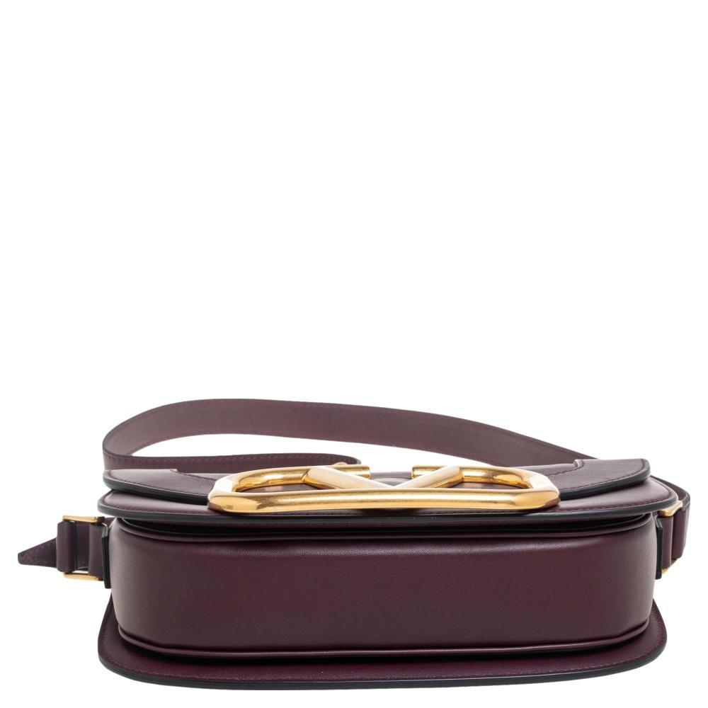 Women's Valentino Burgundy Leather VLogo Supervee Crossbody Bag