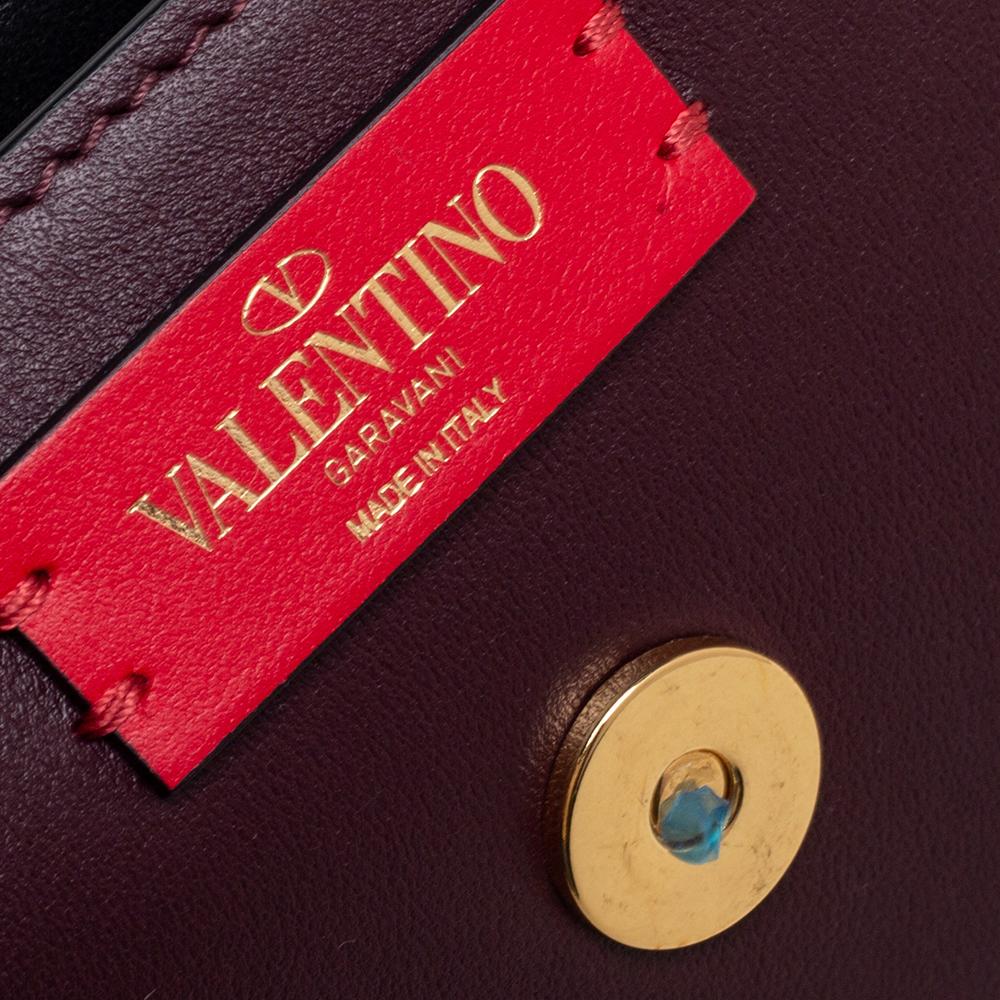 Valentino Burgundy Leather VLogo Supervee Crossbody Bag 1
