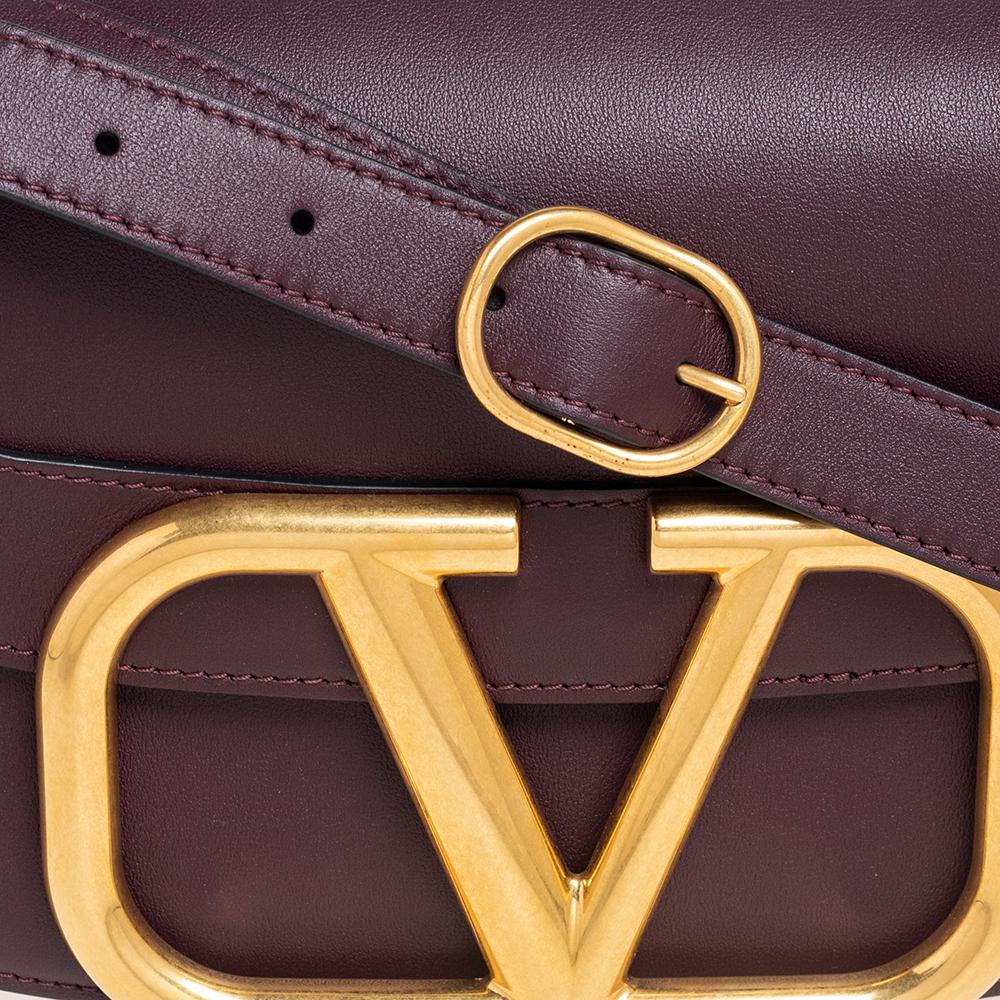 Valentino Burgundy Leather VLogo Supervee Crossbody Bag 3