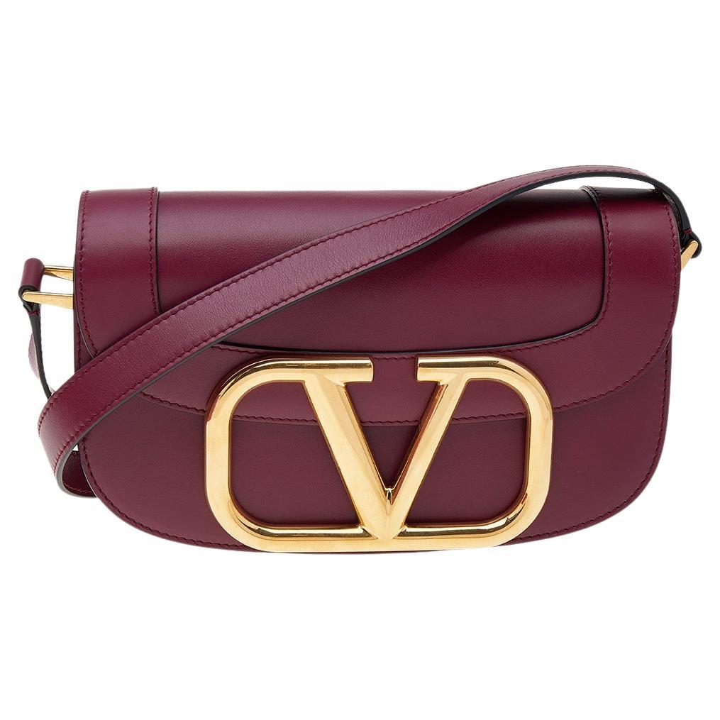 Valentino Burgundy Leather VLogo Supervee Crossbody Bag at 1stDibs