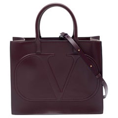 Valentino Burgundy Leather VLogo Tote