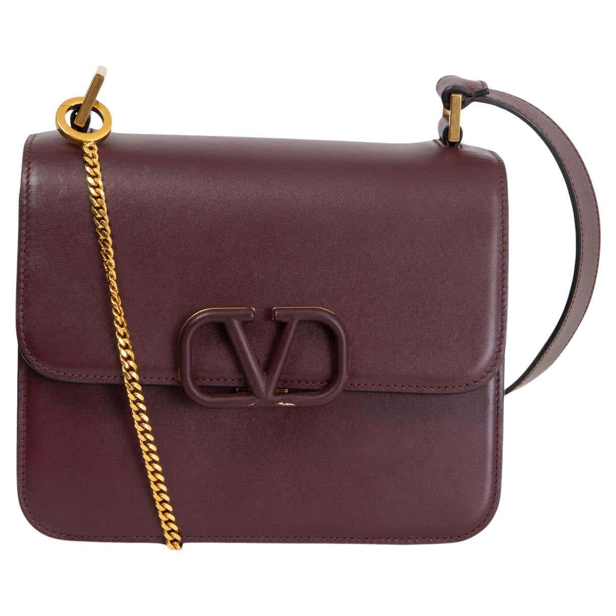 VALENTINO burgundy leather VSLING Handbag at 1stDibs